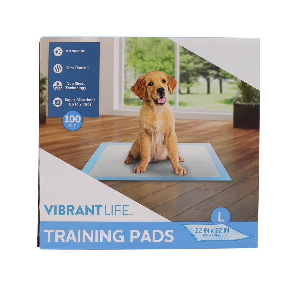 Large Puppy Training Pads 22x22 Inches 100 Count Super Absorbent Odor Control Disposable Pet Pads with Attractant Top Sheet