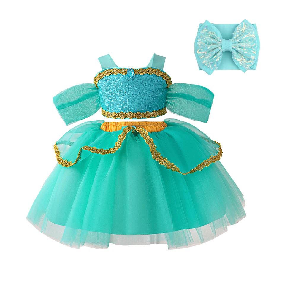 Princess Dress for Baby Girl Children Performance Clothing Baby Birthday Party Puffy Dress With Headband Christmas Costume 6M-3Y