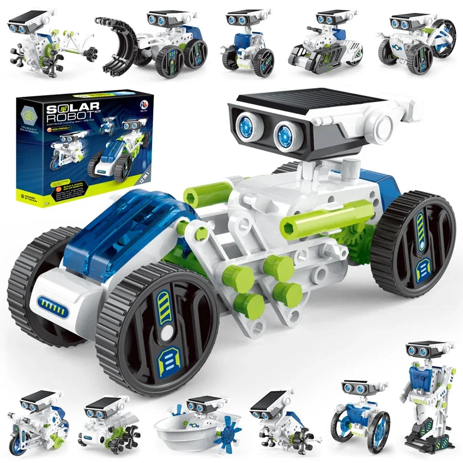12 IN 1 STEM Solar Robot Kit Science Experiment Toy Boy Girl DIY Building Kids Building Electric Solar Robots Toys Birthday Gift