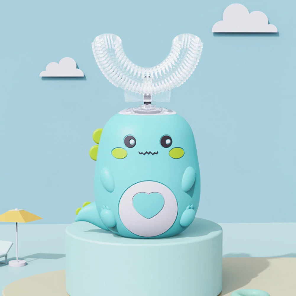 Kids Electric Toothbrush IPX7 Waterproof U-Shaped Sonic Toothbrush 3 Cleaning Modes Whole Mouth 360 Degree Cleaning Rechargeable