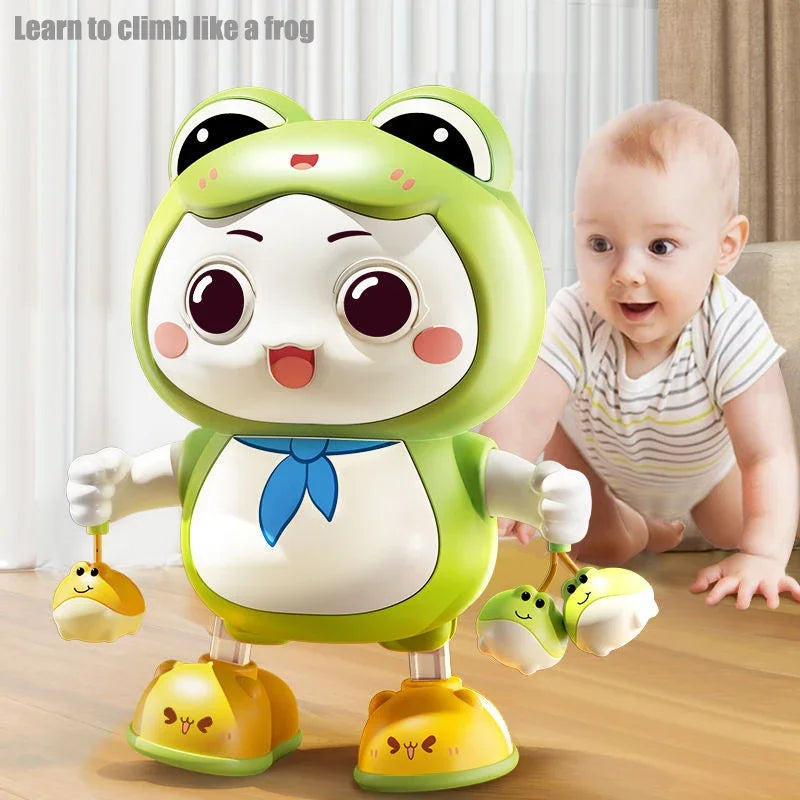 Electric Dancing Frog Toy - Musical Baby Soother with Lights, Tummy Time Trainer & Sensory Play for Infants (Boys Girls Gift)