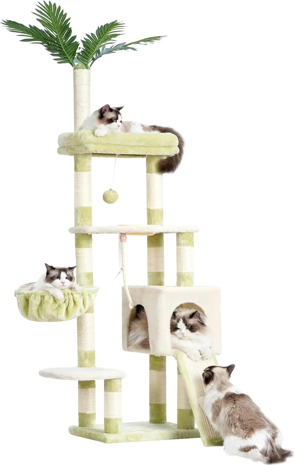 Cat Tree,Cat Tower for Indoor Cats, 65.4 inches Cat Condo with Perches, Basket,Multi-Level Plush Furniture