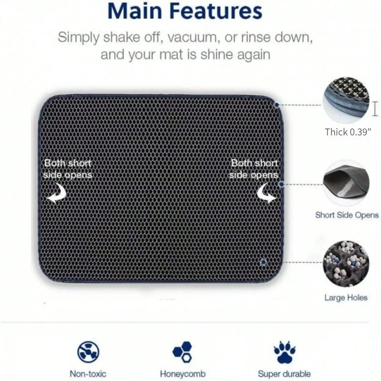 Cat Litter Mat Black Litter Trapping Mat, Non Slip Waterproof Urine Proof Cat Litter Box Mat, Indoor Box Supplies And Essentials