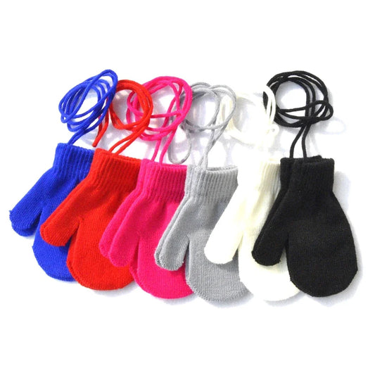1-3Y Baby Winter Full Finger Gloves - Warm Neck-Hanging Mittens for Toddler Newborn Accessories