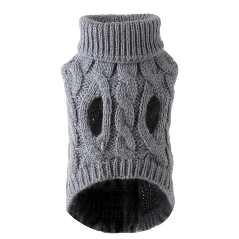 Winter Warm Dog Sweater Turtleneck, Easy Wear Open Front Pet Pullover for Small Medium Dogs, Soft Machine Washable Knit Coat