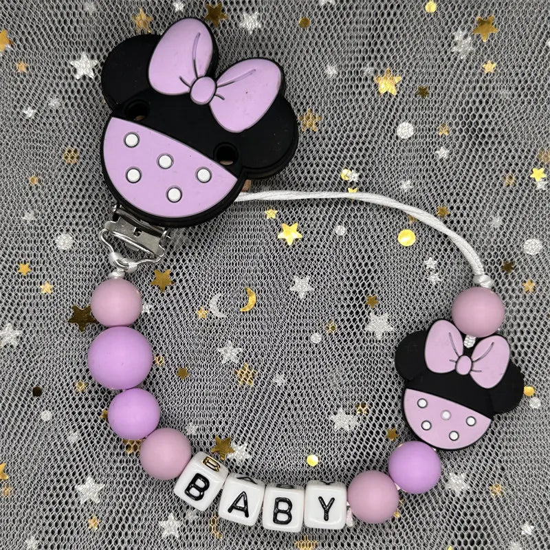 Free Handmade Personalized Name Baby Pacifier Clips Chains Silicone Beads Teether Teething Toys Dummy Holder Pacifier Chain Gift