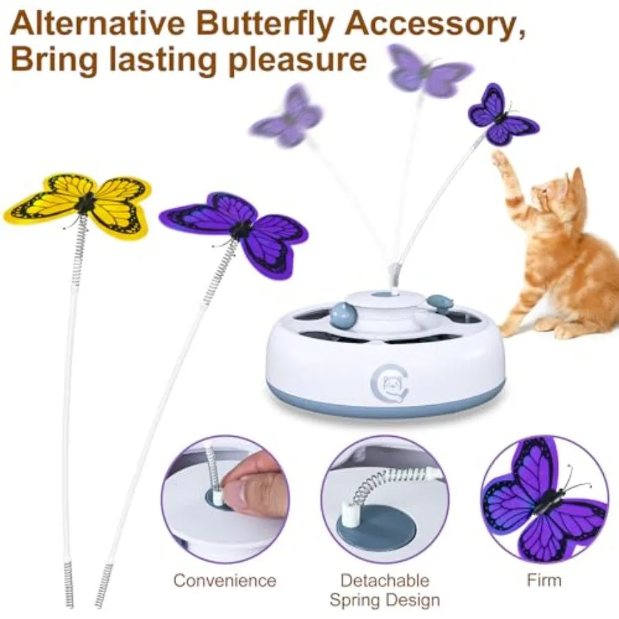 Cat Toys 3 in1 Automatic Interactive Kitten Toy Moving Ambush Mouse Fluttering Butterfly Track Ba USB Powered Indoor Exercise K