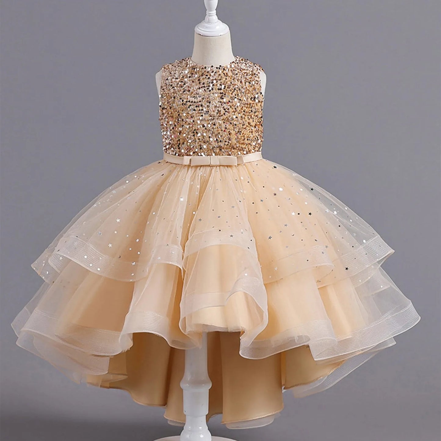 Beautiful Little Girls Ruffled Tiered Birthday Wedding Party Ball Gowns Flower Girl Formal Toddler Cupcake Pageant Dress
