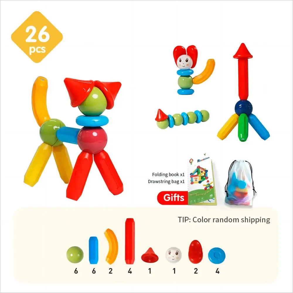 Romboss 10/26/48/78/101/136pcs Magnetic Constructor Building Blocks Toys Children Magic Magnet Stick Rod Montessori Toy Gifts