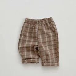 Kid Boy New Fashion Plaid Pants Simple Comfortable Trousers Toddler Boy Striped Cotton Wide Leg Pants All-match Pants