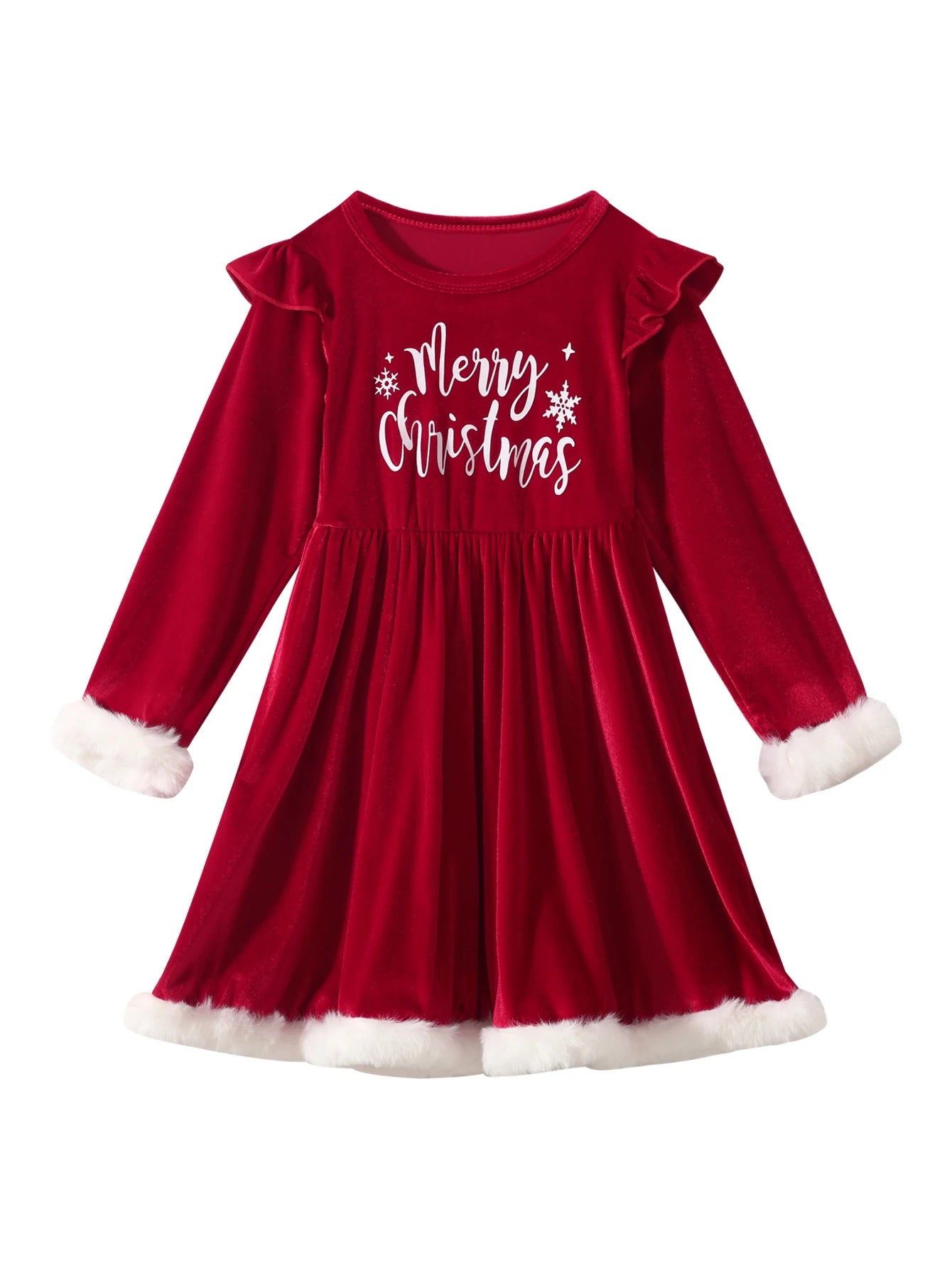 Girls Halloween Christmas Dress Letter Print Long Sleeve Crewneck Party Wear Autumn Winter Fashion Cute Versatile Outfit