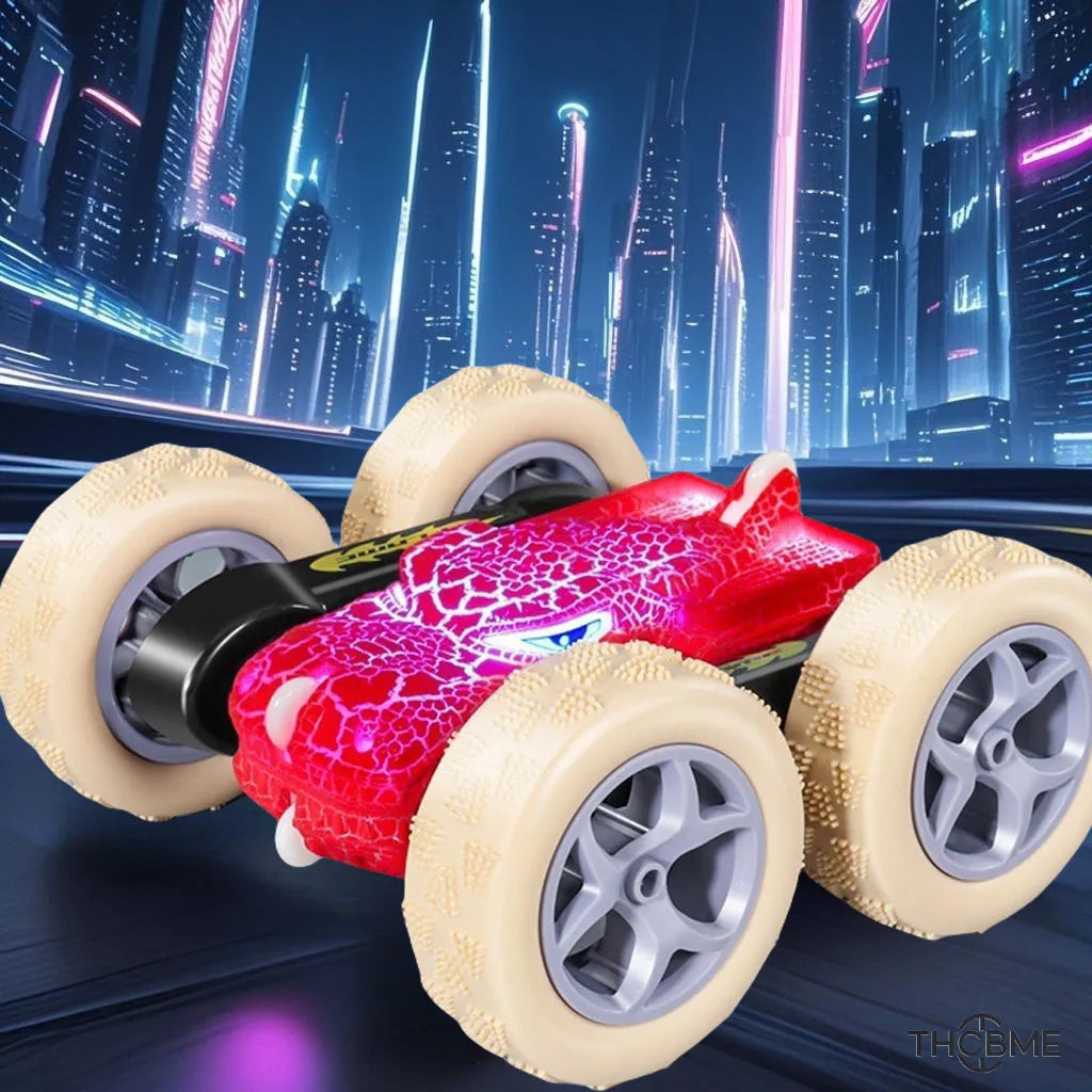 【local warehouse】Set of 2 new crack dinosaur remote control car, double side light with stunt, high speed reversible,toys for bo