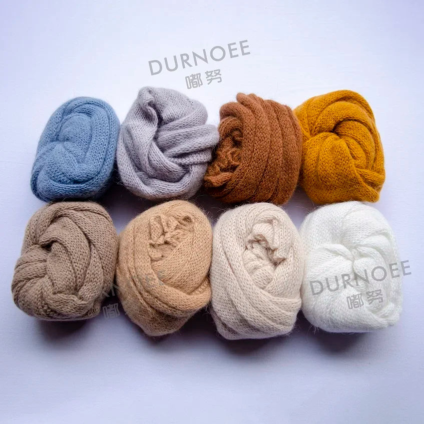 Baby Swaddling  Blanket Newborn Photography Receiving Stretchable Wool Wrap Handmade Hat Photo Shooting Accessories