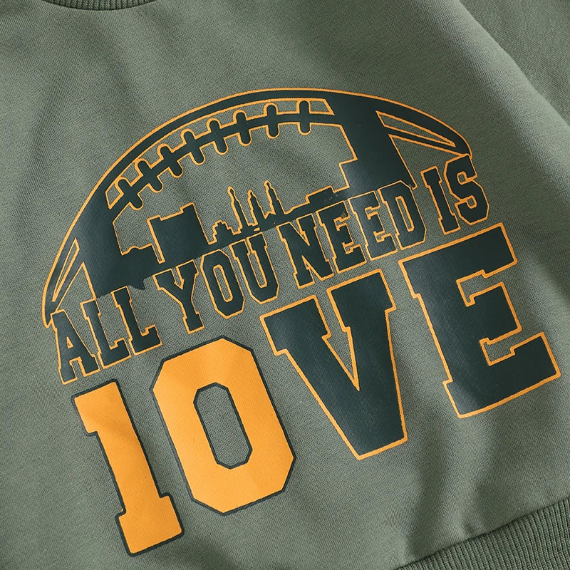 Toddler Unisex Autumn Clothes Set Long Sleeve Round Neck Letter Print Top with Bow Tie Solid Color Trousers for Baby Girl Boy