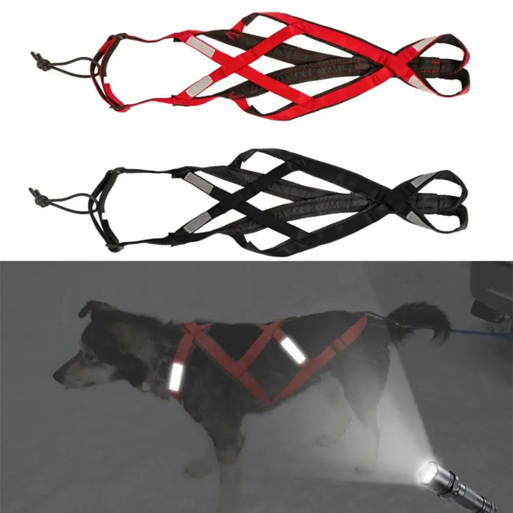 Reflective Dog Harness Adjustable Weight Mushing Dog Sled Harness Pulling Sledding Skijoring Pet Back Chest Strap Large Dogs