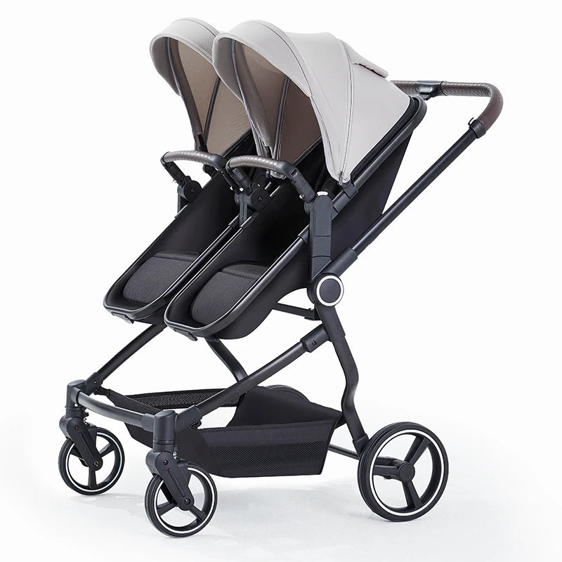 High-view Twin Baby Integrated Stroller, Can Sit or Lie Down, Ultra-light Portable Foldable Outdoor Travel Stroller