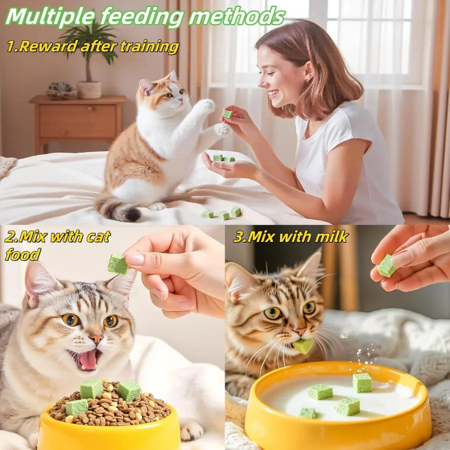 Cats Grass Treats 60g 2.12oz Catnip Toy Fish Oil Freeze Dried Chicken Cat Food Hairball Removal Kitten Chew Sck Cleaning Teeth