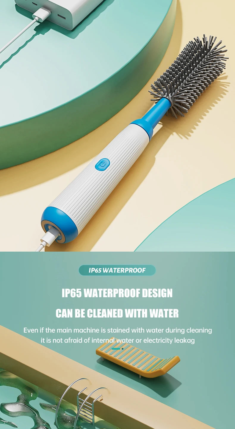 Electric Baby Bottle Brush 1500mah Multipurpose Silicone Cordless Infants Babe Milk Bottle Nipple Clean Brushes with Extensions