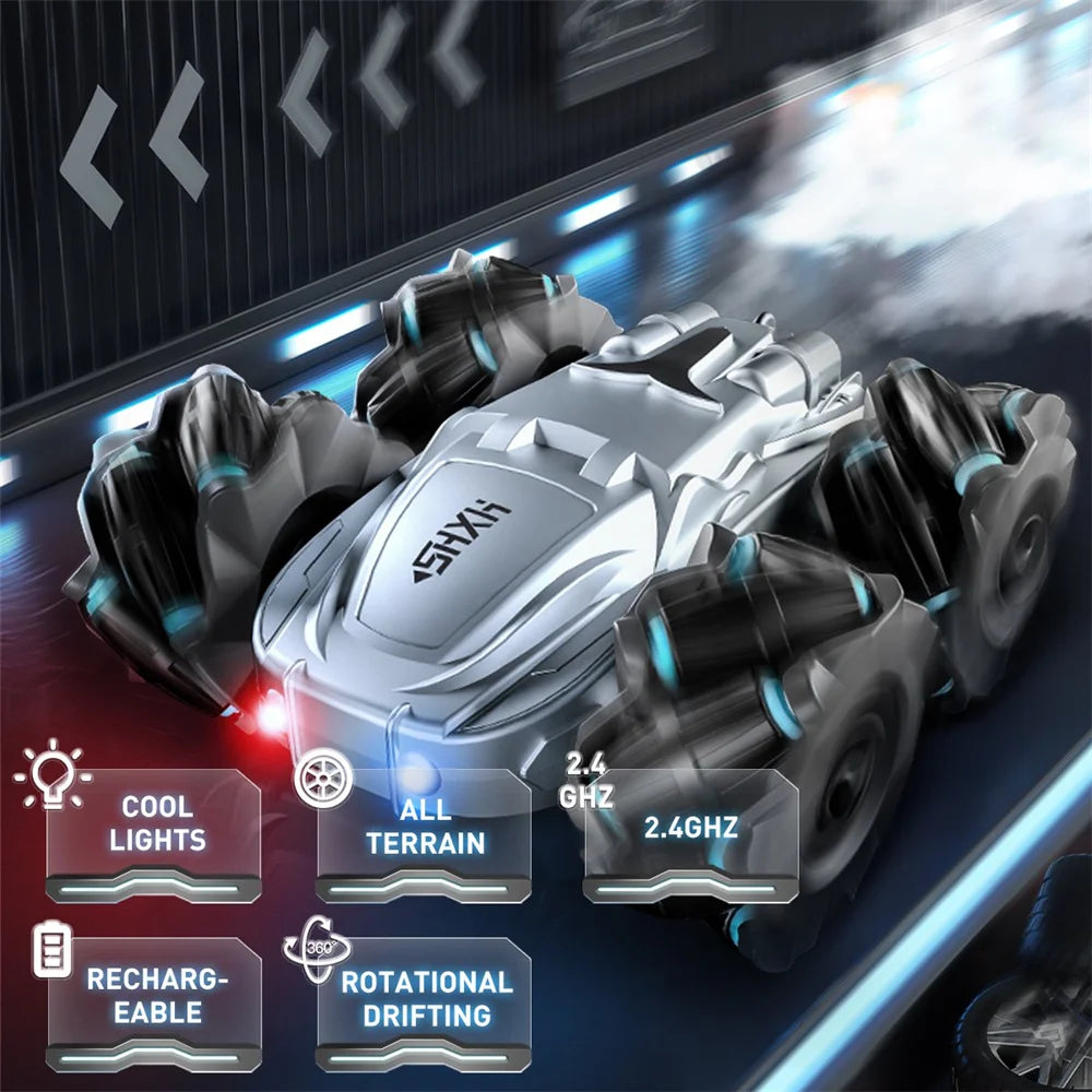 Remote Control Car,Double Sided 360° Rotating 4WD RC Cars, 2.4GHz Electric Race Stunt Toy Car Rechargeable Toy Cars Boys Girls