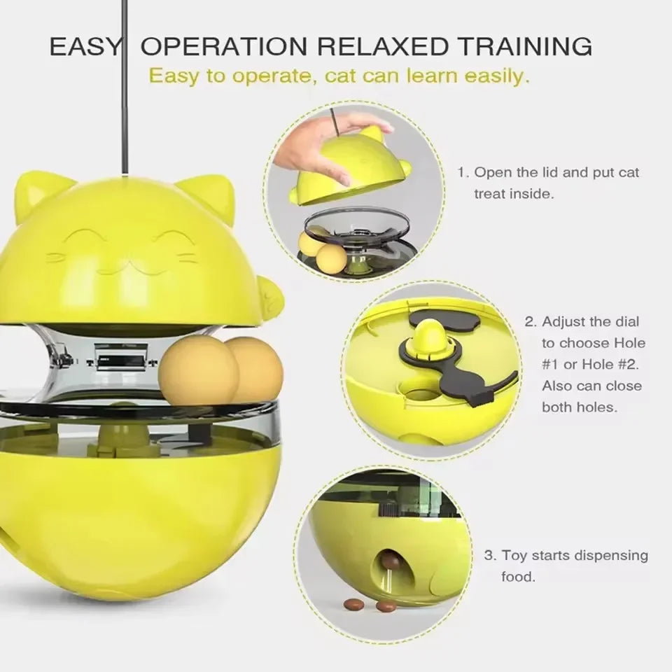Cat Teasing Stick Tumbler Toy Leakage Food Roller Dispenser Adjustable Snack Rolling Device Interactive Fun Training Pet Cat Toy