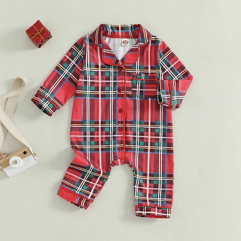 Christmas Deer Patterned Long Sleeve Crew Neck Baby Romper Jumpsuit for Boys and Girls Festive Elk Print Outfit