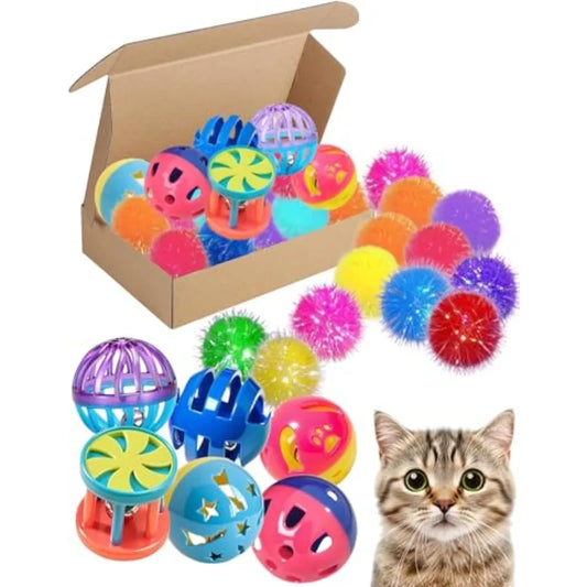 26Piece Cat Toy Set for Cats and Kittens 1.5'' 2.1'' Cat Toys Value Pack