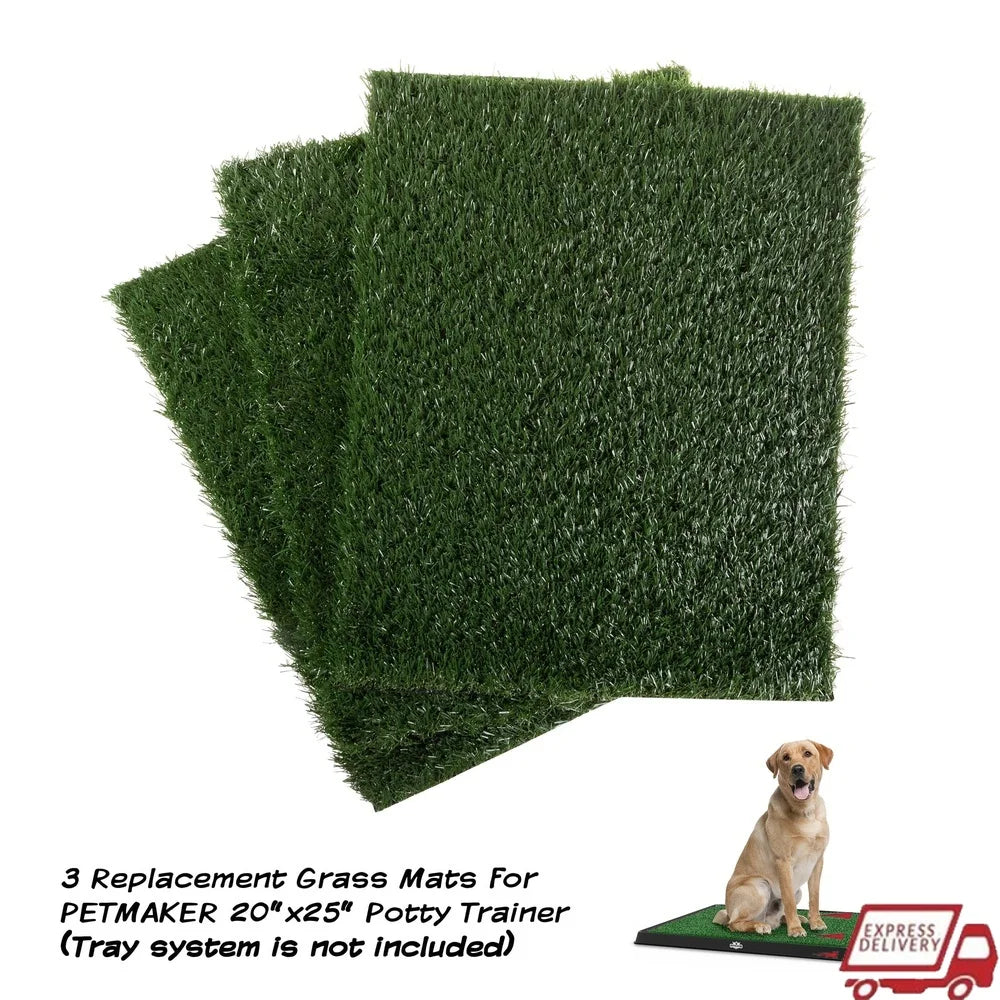 Set of 3 Reusable Dog Pee Pads Indoor Training Essentials Easy Clean Synthetic Plastic Turf Grass Replacement