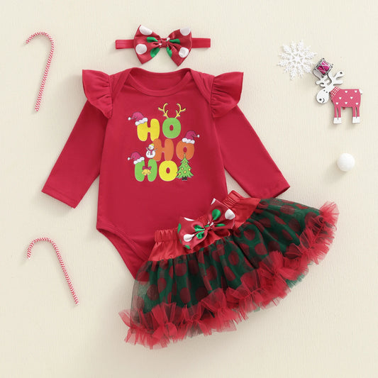 Toddler Girls 3PCS Outfit Set Floral Print Long Sleeve Top Ruffle Skirt Headband Fall Clothes Set for Baby Girls