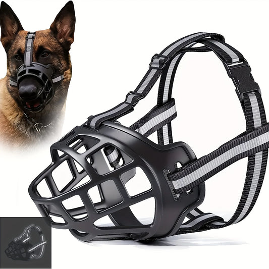 1 Adjustable Dog Muzzle Cover for All Types of Dogs - Prevents Biting - Reflective Dog Muzzle Cover for Training and Safety