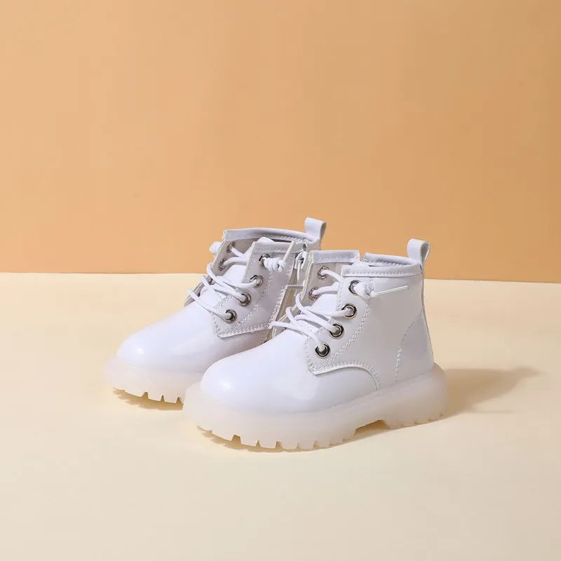 2024 New Spring Baby Boots For Girls Leather Waterproof Boys Rubber Ankle Boots Non-slip Soft Sole Fashion Toddler Kids Shoes