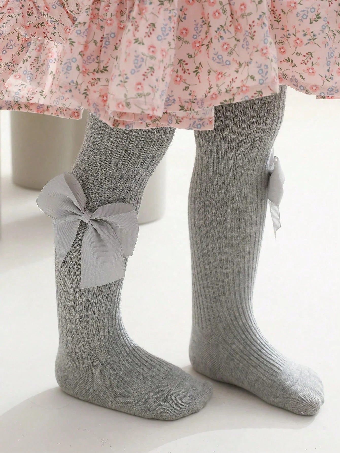 0-16Y Kids Tights with Side Bownots, Children's Cute Striped Knit Leggings Baby Girls Soft Stockings Anty-Slip Pants for Toddlers