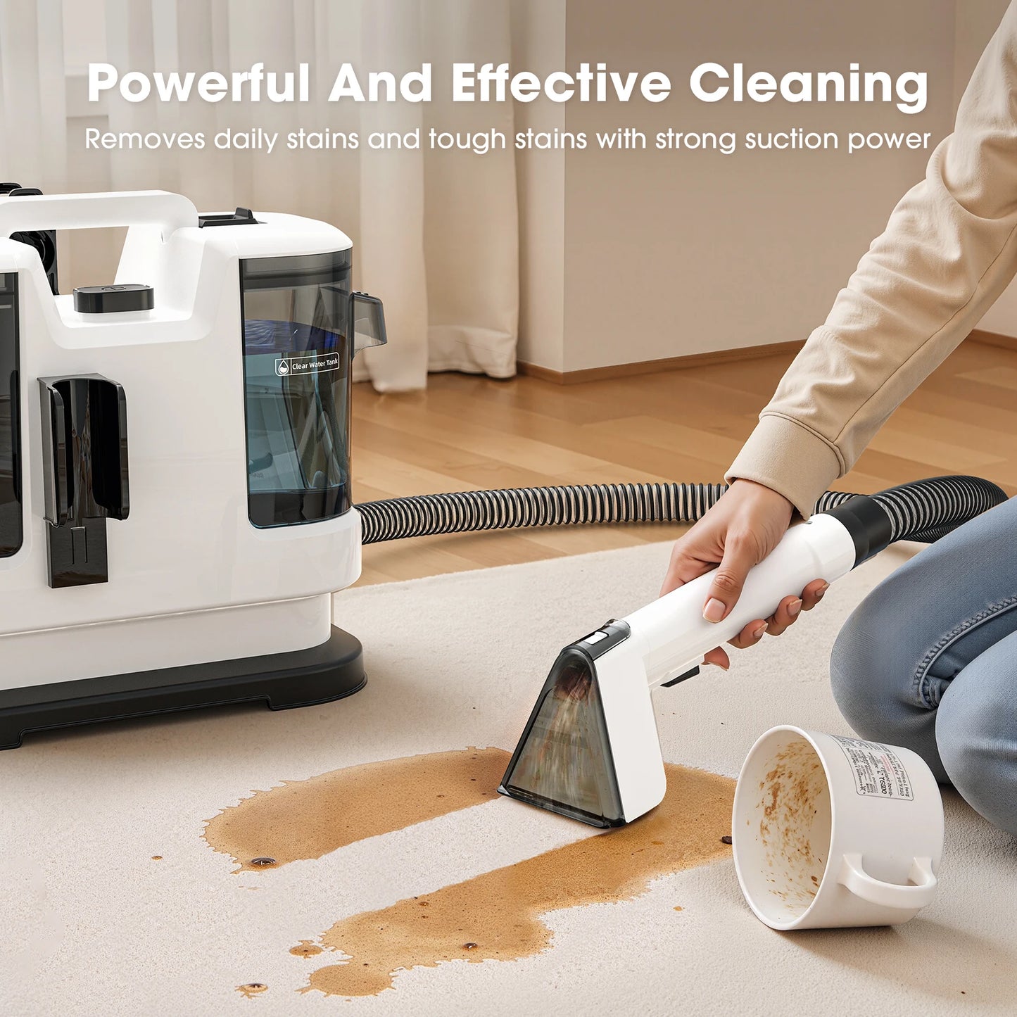 Lubluelu 2025 New 13500Pa Multi-Purpose Portable Carpet Cleaner Machine Toughest Stain Removal for Pet Hair Car Seat and Couch