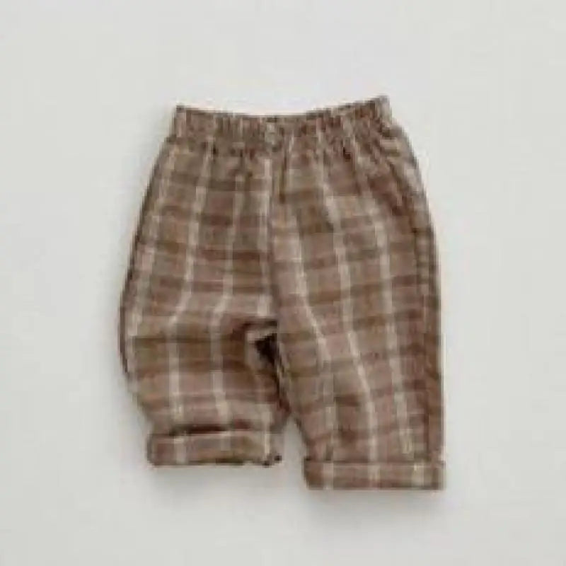 Kid Boy New Fashion Plaid Pants Simple Comfortable Trousers Toddler Boy Striped Cotton Wide Leg Pants All-match Pants