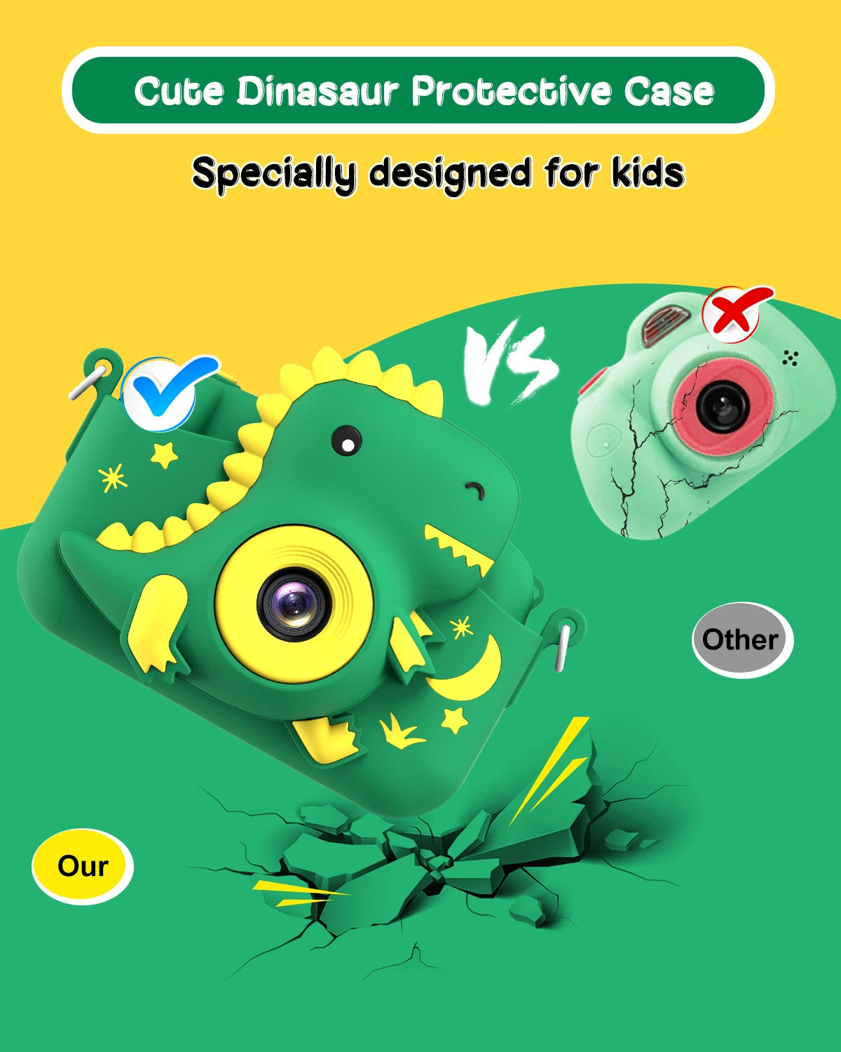 2.0" Kid‘s Digital Camera Rechargeable Cartoon Camera Toy 20MP 1080P HD Mini Selfie Camera Gift For Boys Girls