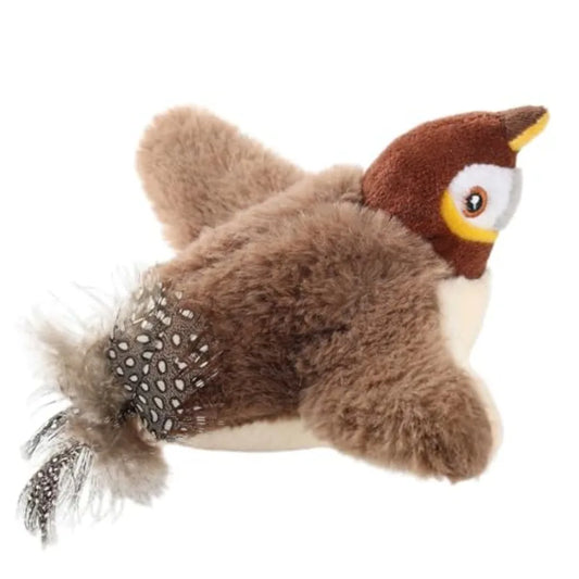 Chirping Bird Cat Toy Interactive Flapping Bird Cat Toy for Indoor Cats Silated Rechargeable Flappy Sparrow with Catnip Pouch