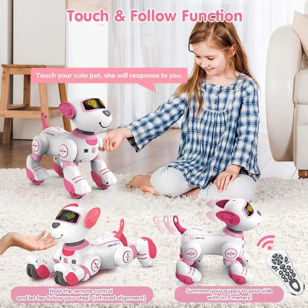 Vatos RC Robot Electronic Dog Stunt Dog Voice Command Programmable Touch-sense Music Song Robot Dog Toy Christmas Gifts for Kids