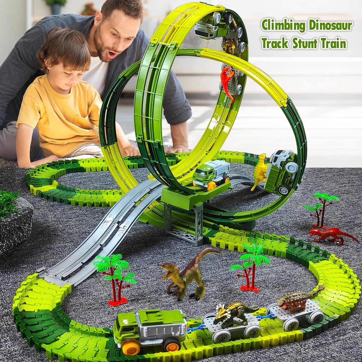 Children Electric Track Toy Car Dinosaur Car Kids Educational Toys Track Car Train Toys for Children Birthday Gift