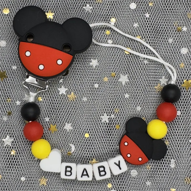 Free Handmade Personalized Name Baby Pacifier Clips Chains Silicone Beads Teether Teething Toys Dummy Holder Pacifier Chain Gift