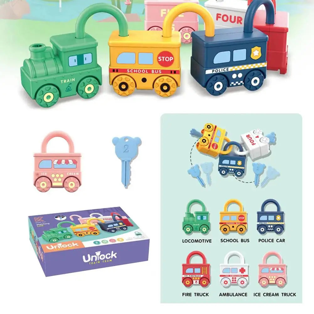 Montessori Lock and Key Train Set, Educational Toys for Toddlers 1-3, Baby Learning Train with Keys Matching Game