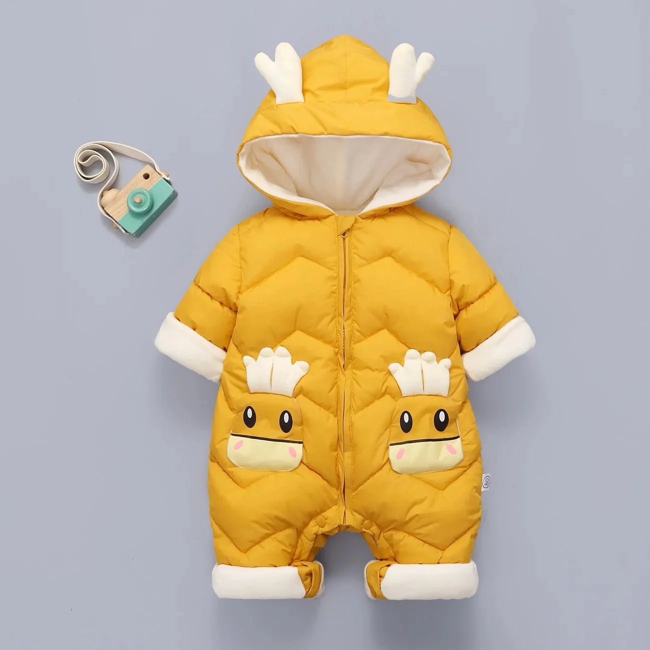 2025 Baby Winter Snowsuit Plus Velvet Thick Baby Boys Jumpsuit 0-2 Years Newborn Romper Baby Girls Overalls Toddler Coat