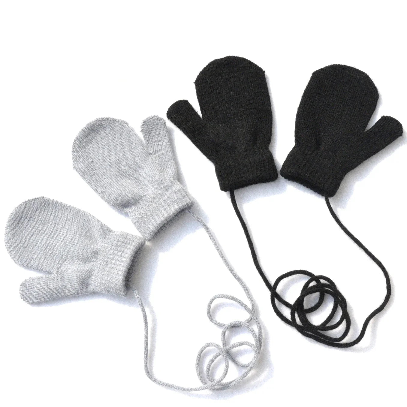 1-3Y Baby Winter Full Finger Gloves - Warm Neck-Hanging Mittens for Toddler Newborn Accessories