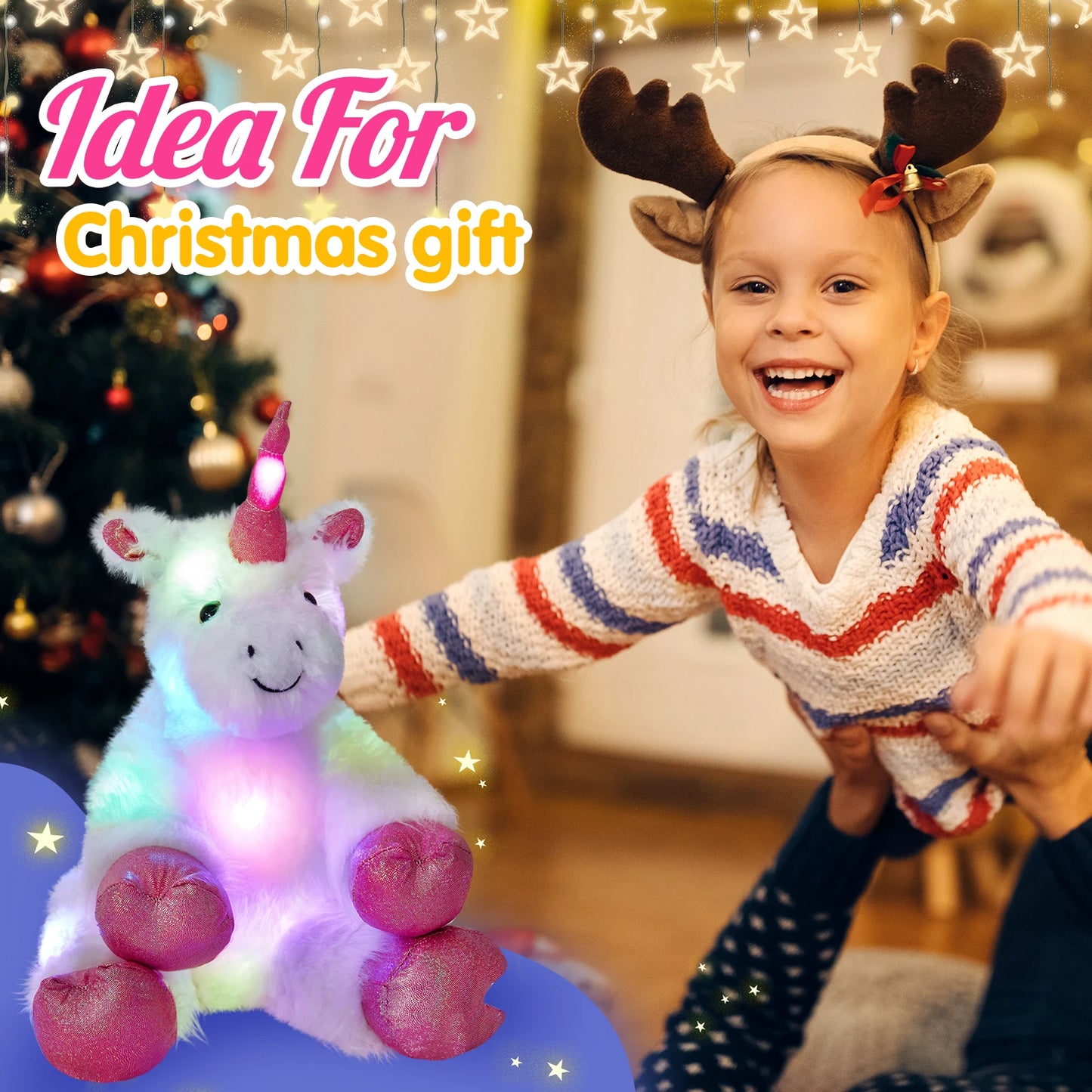 Glowing Unicorn Plush Toy, Cuddly Unicorn Stuffed Animal With Lights, Mother's Day Favors