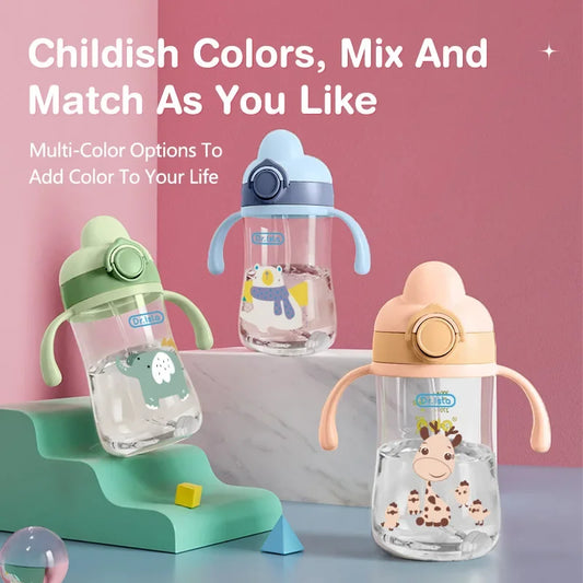 1/2/5pcs Healthy Portable Baby Bottle Silicone High-Temperature Resistant High-Capacity Baby Training Cup BPA Free 300ml