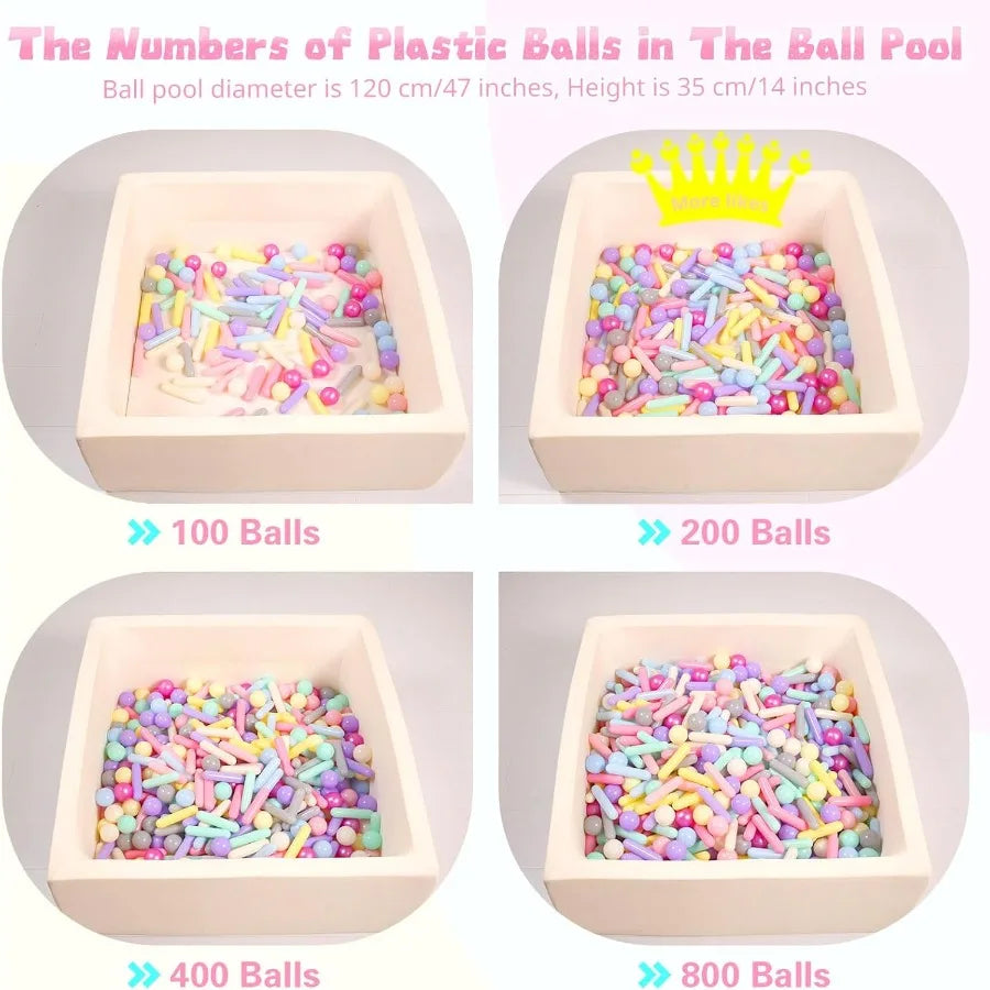Ball Pit Balls and Strips for Ball Pits 50pcs Cute Plastic Star Toy Balls for Baby Toddler 1-3 Birthday Bounce House Play Tent
