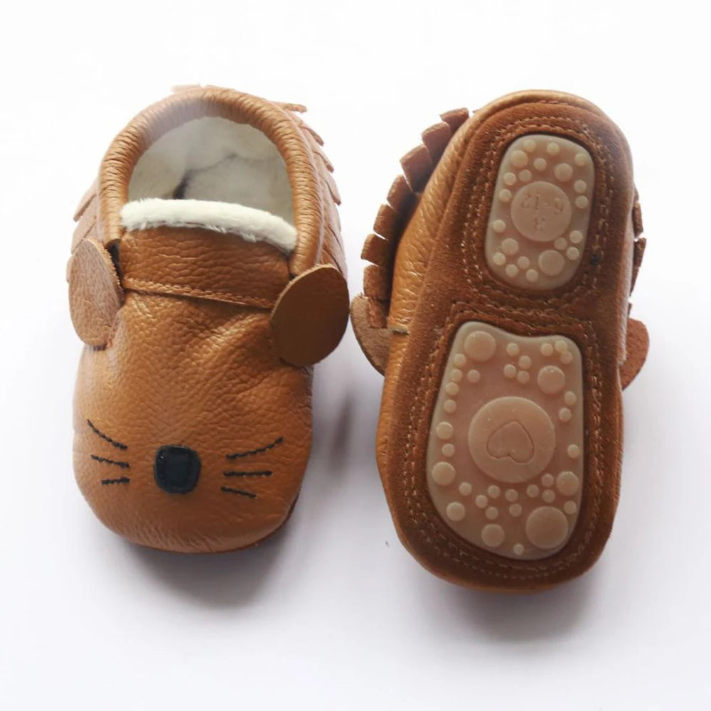 Baby Shoes Toddler Girls Boys Casual Leather Shoes Winter Furry Boot Newborn Infant Barefoot Shoes Sapatato Loafers Items Stuff