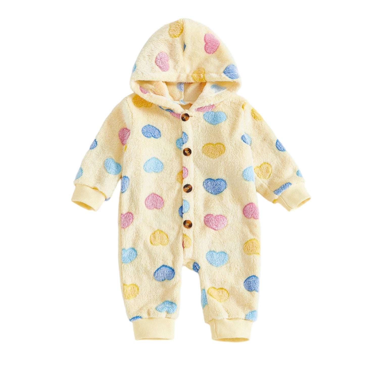 Adorable Baby Hooded Romper with Fun Animal Print Cozy Fleece Jumpsuit for Boys and Girls Long Sleeve Winter Outfit