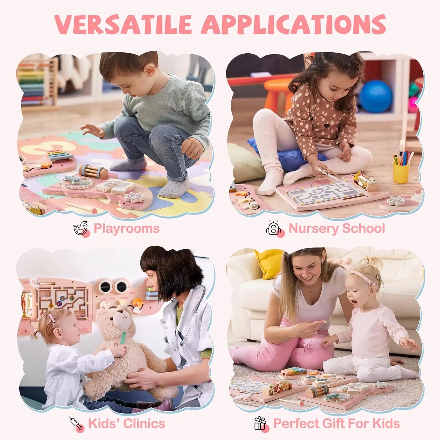 Robotime Robud Wooden Busy Board Montessori Learning Toy Wall Mounted Activity Centre with Gears Maze Wooden Toy Gifts