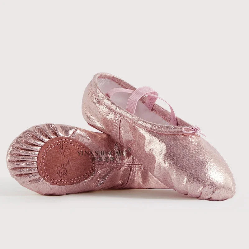 For Girl Ballet Shoes PU Leather Ballet Dance Slippers Split Sole Kids Adult Women Ballerina Yoga Practice Shoes Tutu Dance Shoe