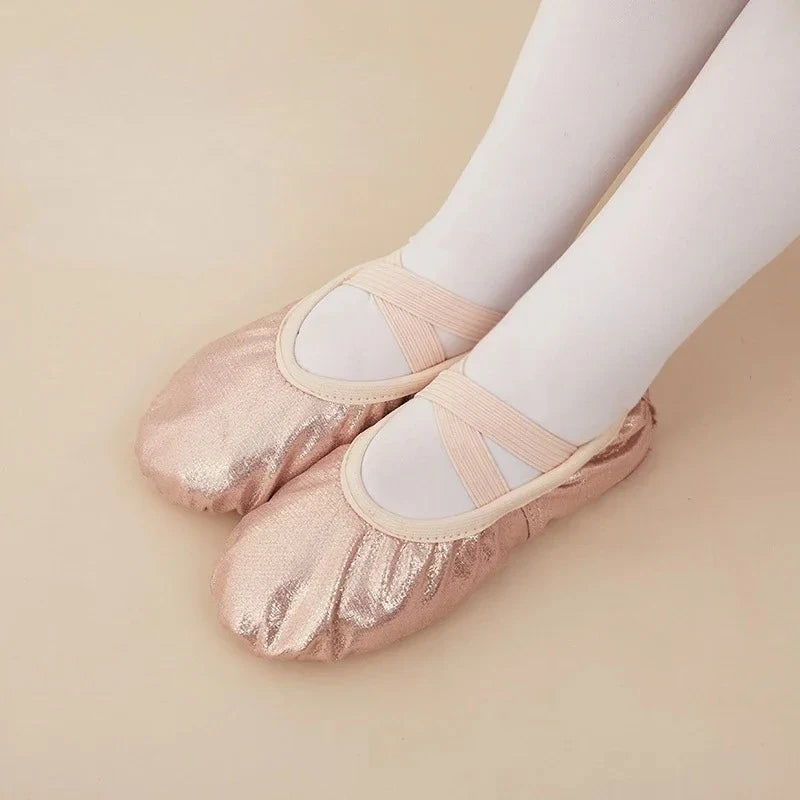 For Girl Ballet Shoes PU Leather Ballet Dance Slippers Split Sole Kids Adult Women Ballerina Yoga Practice Shoes Tutu Dance Shoe