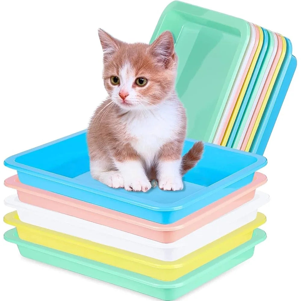 10 Pcs Portable Small Litter Box Kittens Waterproof Durable Nonstick Easy Clean Cat Litter Pan Multi Usage Ideal Training